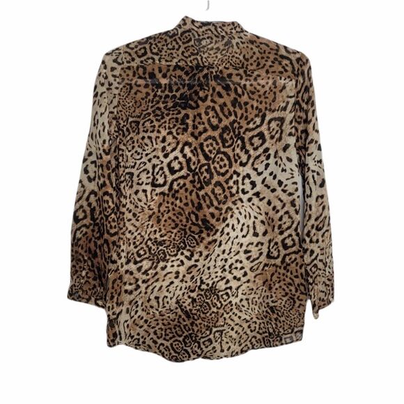 ZARA shirt big cat jaguar print oversized button‎ up cotton top M - Picture 3 of 11